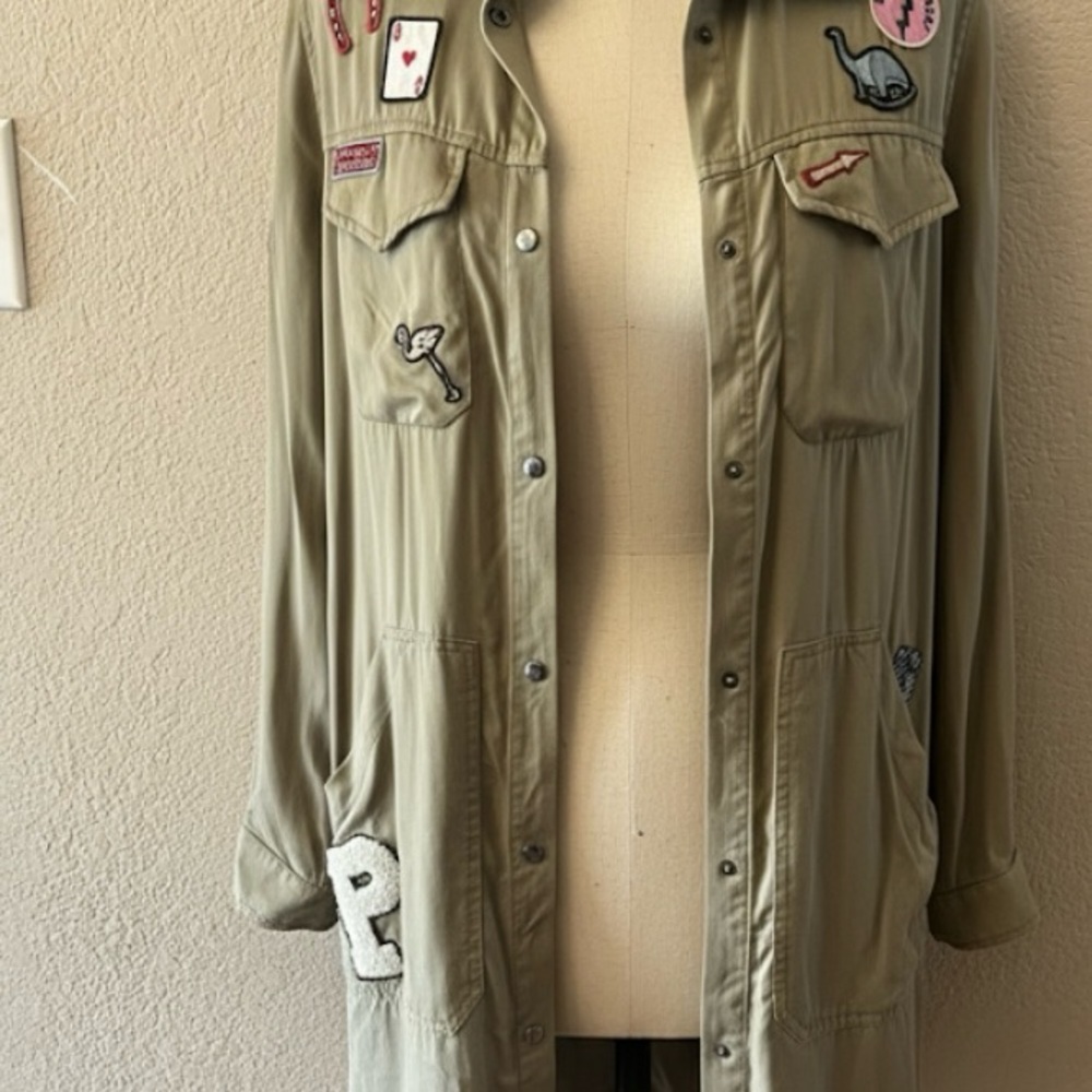 Zara Utility Patch Jacket Women’s Small Khaki 100… - image 1